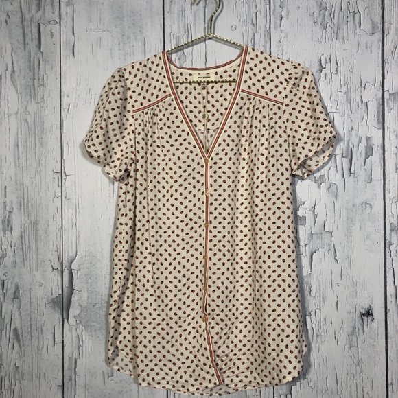 Max Studio Ivory  Short Sleeve Ladybug Print Sz M - Picture 2 of 8